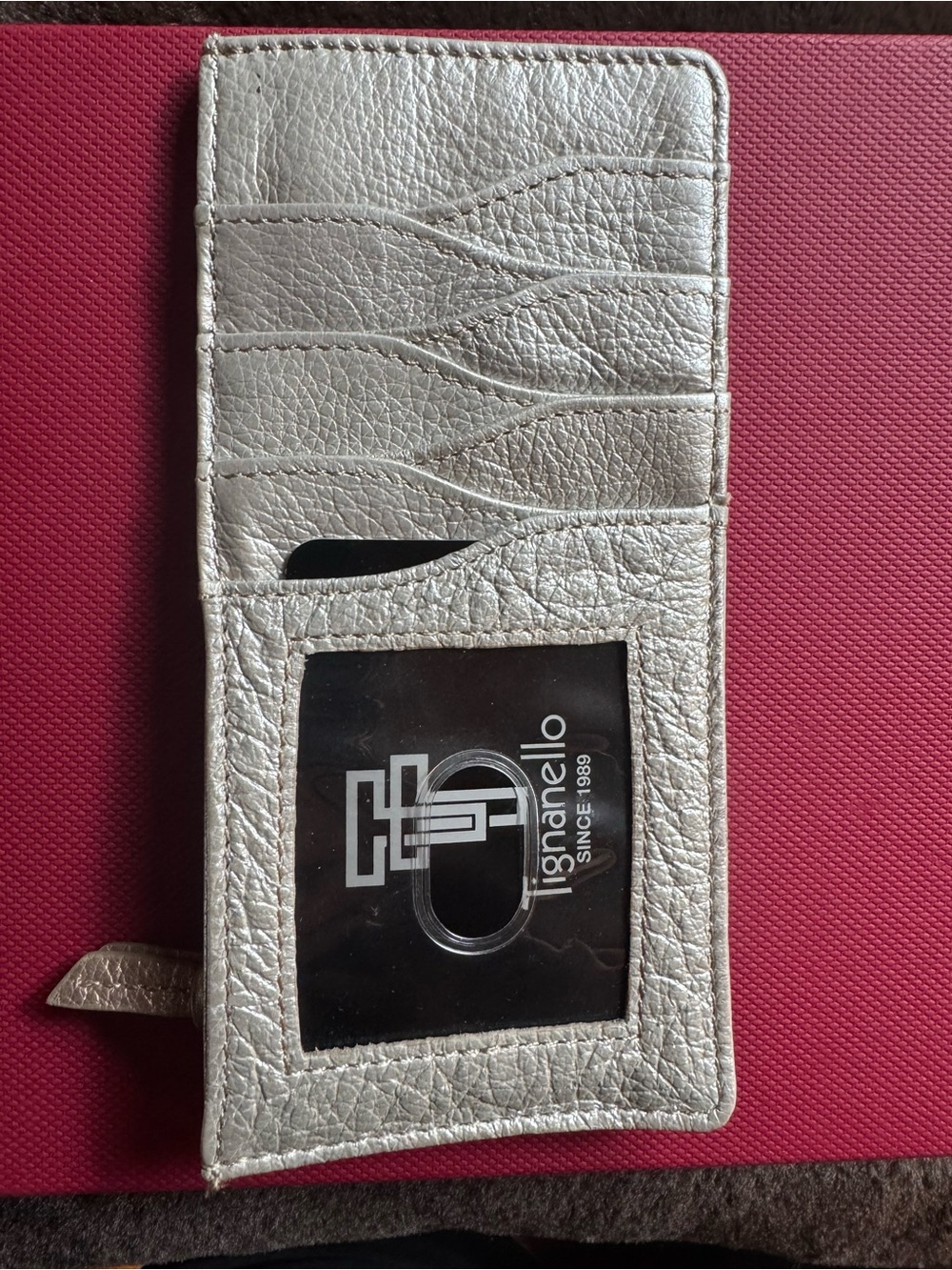 Tignanello Silver Leather Card & ID Wallet